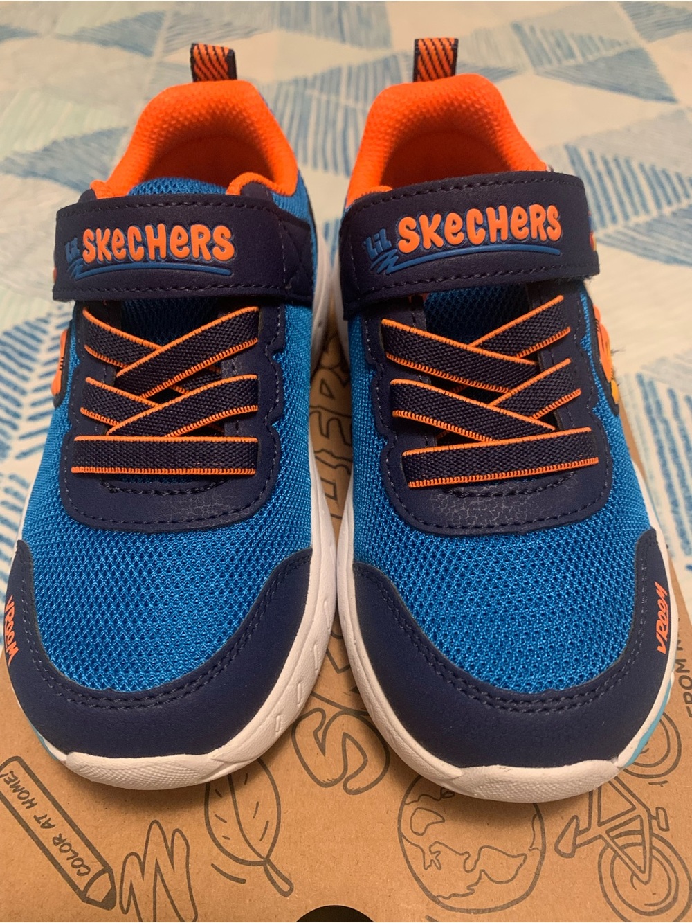 Skechers Kids Bright Blue Sneakers with Orange Accents